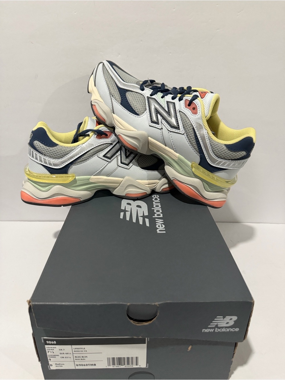 NB9060 ‘Grey Yellow Navy’ Sz: 7.5 (U9060TMB)